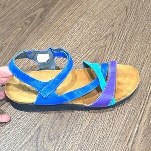 NAOT Blue and purple Leather Criss Cross Sophia Sandals 42 (12us)